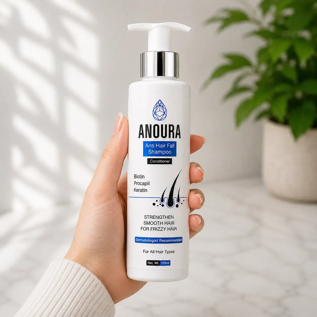 Anoura Anti Hair Fall Shampoo | Biotin, Procapil & Keratin Hair Growth Formula (120ml)