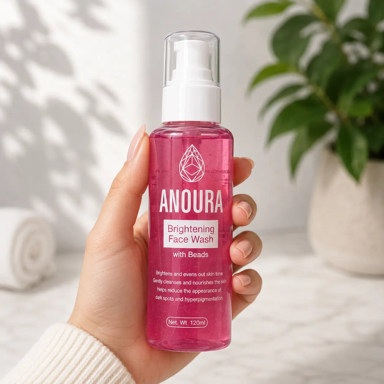 Anoura Brightening Face Wash with Beads | Vitamin Glow & Deep Cleansing (120 ML)