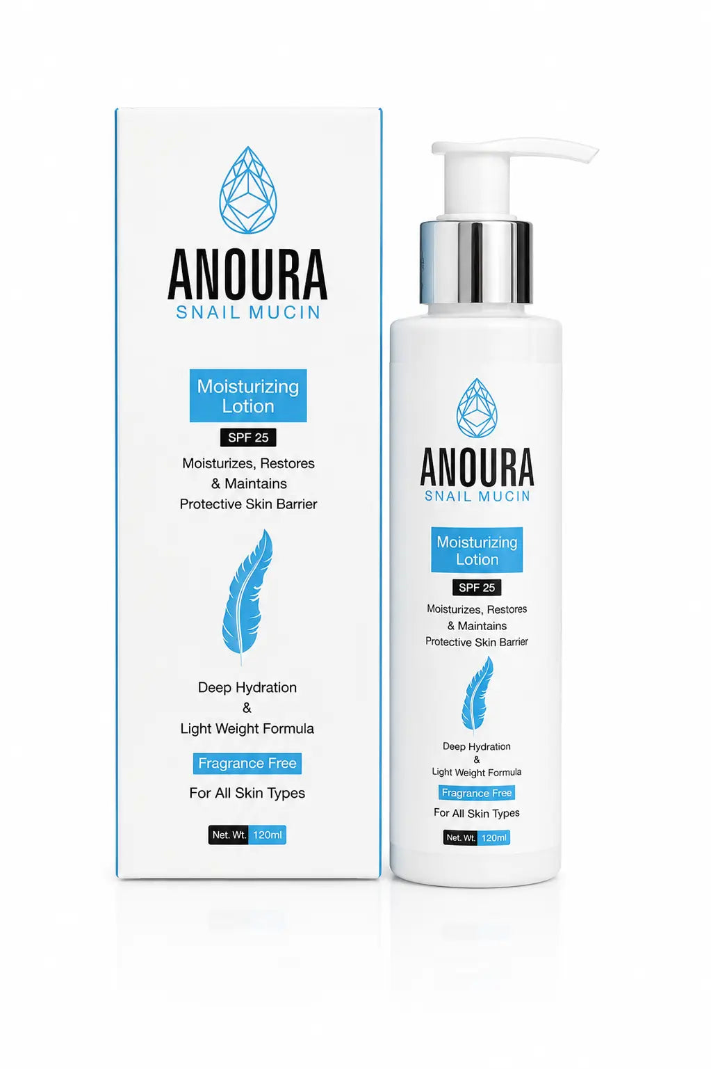 Anoura Snail Mucin Moisturizing Lotion SPF 25 | Deep Hydration & Skin Barrier Repair (120ml)