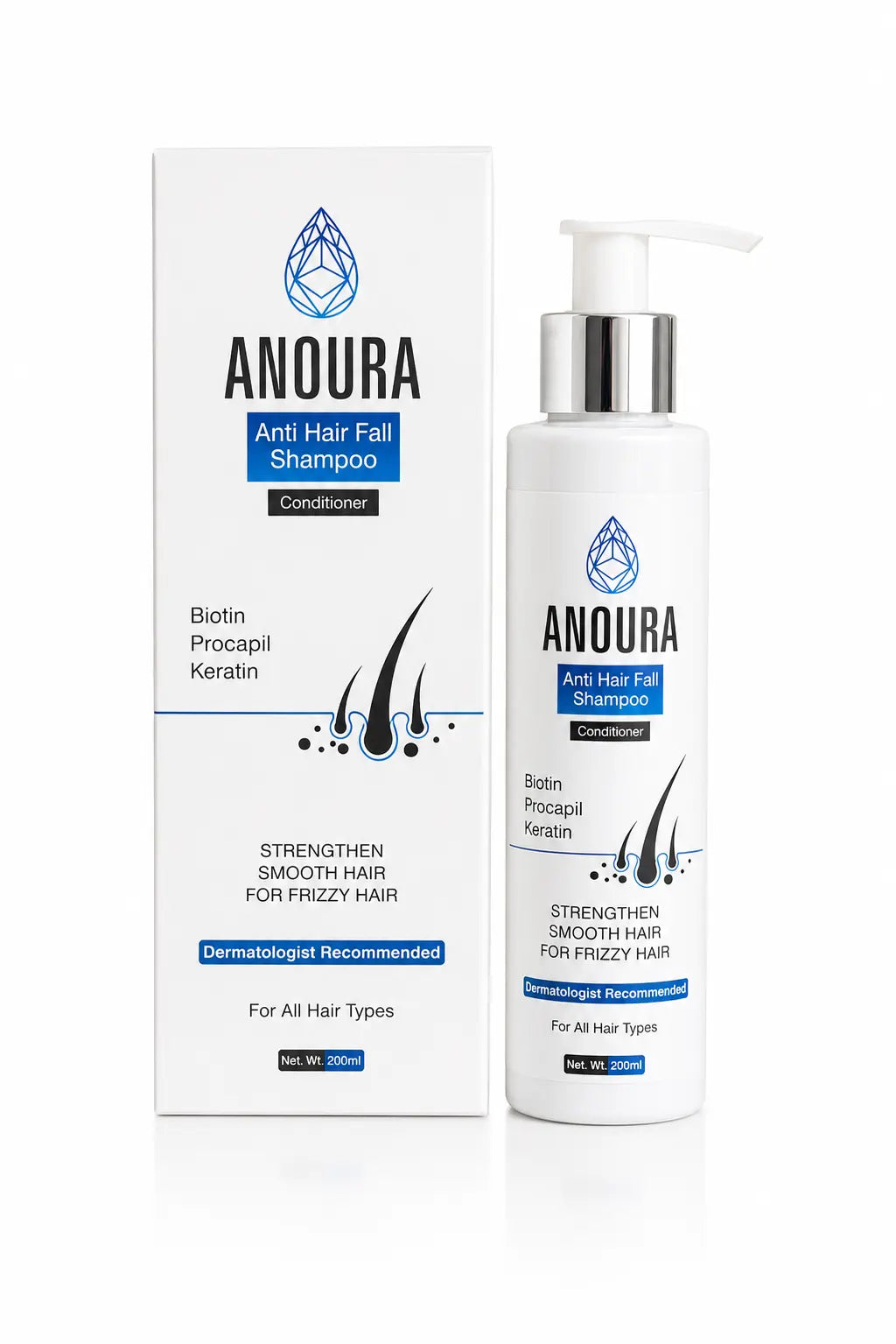 Anoura Anti Hair Fall Shampoo | Biotin, Procapil & Keratin Hair Growth Formula (200ml)